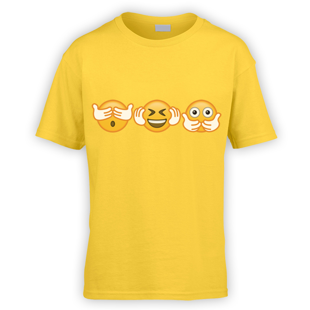 No Evil Emoji Kids T Shirt X10 Colours Gift Funny Meme Idiom